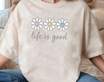Life is Good Daisy PNG, Motivational Inspirational Digital Download, Positive Affirmation Clipart