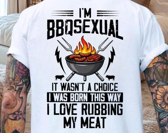 Ik ben BBQ-seksueel, zo geboren! Vlees wrijven PNG, grappige grillmeester digitale download, direct downloaden
