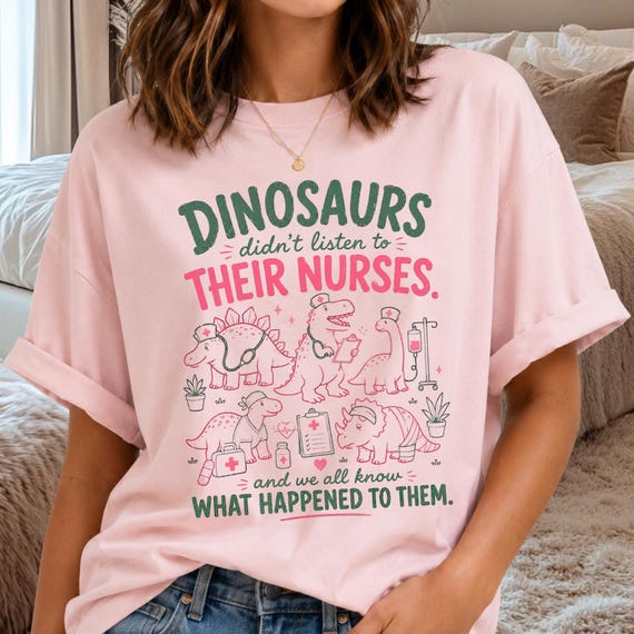 Dinosaurs Nurse PNG Digital Download, Cartoon Medical Humor Graphic