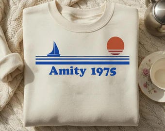 Jaws Amity Island 1975 File, Movie Inspired PNG, Subliamation for Film Buffs, Retro Summer Graphic, Vintage Beach Digital Download