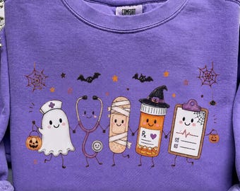 Halloween verpleegster clipart PNG, schattige medische griezelige digitale download