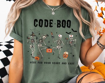 Código Boo Aquí para asustarte y cuidarte PNG, Enfermera Bruja Esqueleto de Halloween Descarga Digital