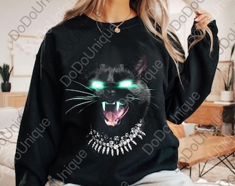 Dark Cat Graphic png, Funny Black Cat Digital For Women Men, Trendy png