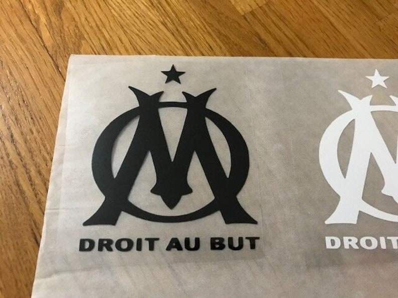 OM OLYMPIQUE MARSEILLE patch flocage logo 5.4 cm par 7 cm Noir