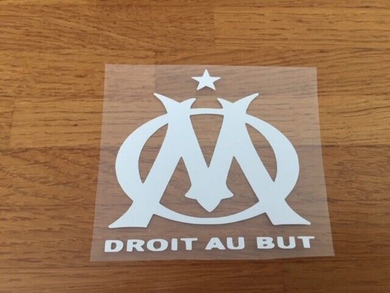 OM OLYMPIQUE MARSEILLE patch flocage logo 5.4 cm par 7 cm Blanc