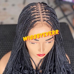 Medium knotless braided wig. box braids. wig for black women. wig for everyday occassion. wig for white women. Full lace wig.