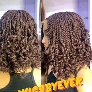 kinky twist braided wig for black women. spring twist passion twist wig. handmade wig. knotless braid closure lace wig. free shipping.