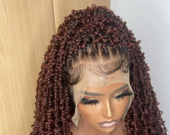 Butterfly Locs Braided Wig: Full Lace, Color 30, Protective Style.