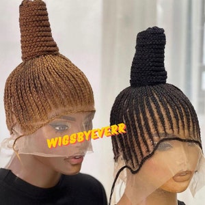Gevlochten pruik. Opgestoken cornrowvlechten.pruik voor zwarte vrouwen.cadeau voor vrouwen.  godinnenvlechten. gratis verzending. pruik met volledige kant. gevlochten pruik. geschenken.