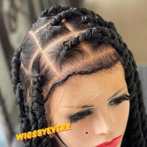 Medium senegalese twist braided wig. Rope twist braids for black women. full lace front wig.
