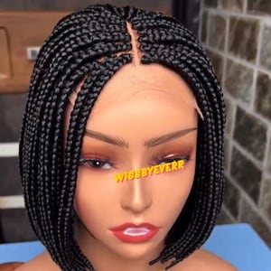 Box Braid Bob Wig: Black Braided Lace Closure Wig