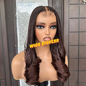 braided knotless curls wig. kim k closure braided wig, braids . wig for black women, braids wigs, free shipping. gift for mom.18 inches wigs