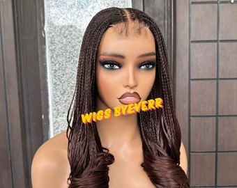 Knotenlose geflochtene Locken Perücke: Kim K Verschluss, Geflochtene Perücke (46 cm)