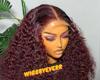 Peruca de cabelo humano cacheado: Cabelo brasileiro Remy, fecho 5x5