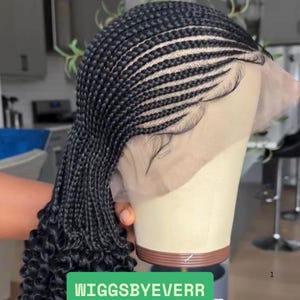 Short Cornrow Braided Wig: Curly Tips, Full Lace