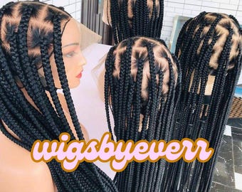 Braided wig. Box braid jumbo braided wig. ready to ship. light weight braids. personalized gifts.