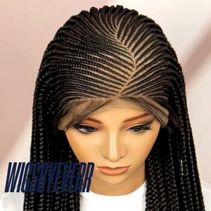 Half  braid wig,  corn row braids wig, center part braided wig, all back ghana weaving lace front wig.