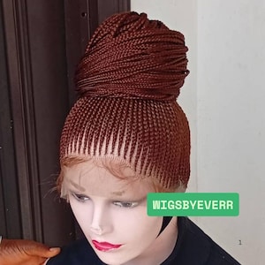 Up do chuku Braided wig color 30,  cornrow braided wig, wig for every day, Lace wig for dark lady, hand made braided wig, fullace wig.