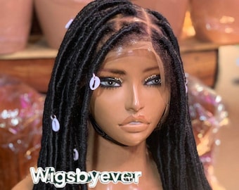 Handgemachte Faux Locks Perücke | Schulterlange Dreadlock Lace Front Perücke