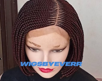 Short Bob Braid Wig, 6by6 closure Bob Marley wig, Hand Made Braided Wig For Black women, Protective  Light Weight Wig, 10Inch Bob Light Wig.