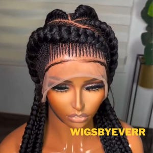 Jumbo Cornrow Braided Wig: Full Lace, Natural Black, 30 Inch wig.