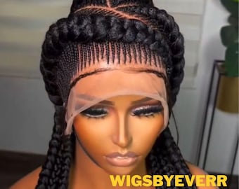 Full lace Bantu cornrow ready to ship Buy Ready to Ship Bantu Cornrow Braids. Wig for Black Women  main image 3
