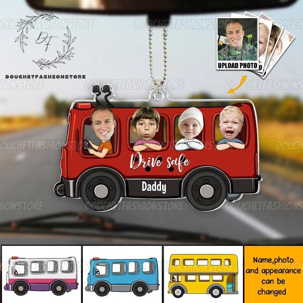 Adorno seguro para conducir con cara personalizado, adorno personalizado para fotos de automóviles, adorno para papá seguro para conducir, adorno para mamá, adorno personalizado con foto