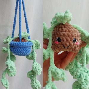 PATTERN Pothos Plant Dirt Baby Flower Pot - Amigurumi hanging plant pot pattern - Crochet plants - PDF crochet pattern - easy-to-follow