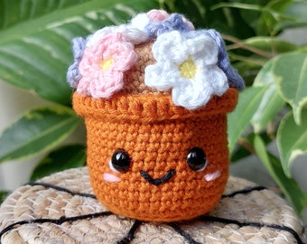 PATTERN Flora the Flower Pot - Amigurumi flower pot pattern - Crochet flowers - PDF crochet pattern - Beginner-friendly