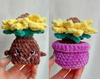 PATTERN Sunflower Flower Plant Dirt Baby - Flower Pot - Amigurumi flower plant pattern - PDF Crochet flower plant pattern - easy-to-follow