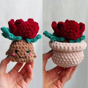 PATTERN Rose Flower Plant Dirt Baby - Flower Pot - Amigurumi flower plant pattern - PDF Crochet flower plant pattern - easy-to-follow