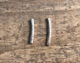 Silver bar earrings - textured bar studs- organic sterling silver studs - minimal modern studs