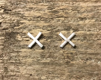 modernist cross earrings - simple X earrings - small silver stud earrings - sterling silver cross studs - small cross studs