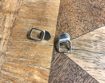 topsy turvey stud earrings - circle and square earrings - modern silver studs - contemporary dot earrings