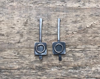 primitive oxidised silver dangle earrings