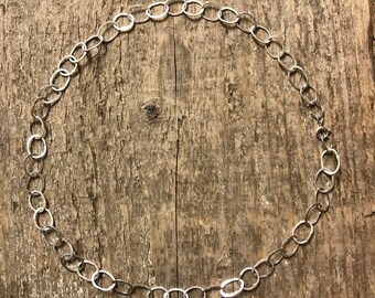 wabi sabi silver chain - oval link necklace chain - artisan handmade chain - large link chain - modernist silver necklace - short chain