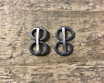 modernist stacked oval studs - small statement earrings - unusual oval earrings - arty silver studs - blackened contemporary jewelry