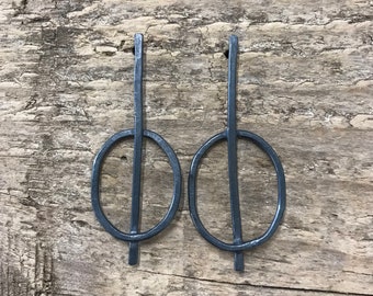 edgy organic earrings - oxidised silver statement earrings - unusual silver handmade studs - quirky artisan dangle earrings
