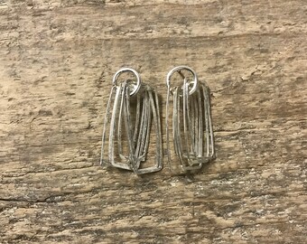 modernist mobile dangle earrings - sterling silver kinetic earrings - feminine mobile studs - unusual statement earrings