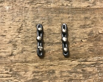 brutalist bar earrings - blackened stud bar earrings - minimalist silver bar earrings - sterling silver bar stud earrings