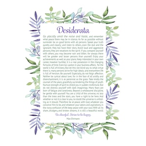 Desiderata Printable Desiderata Print Desiderata Poster Desiderata Decor Wedding Gift Graduation Gift Desiderata Card image 1