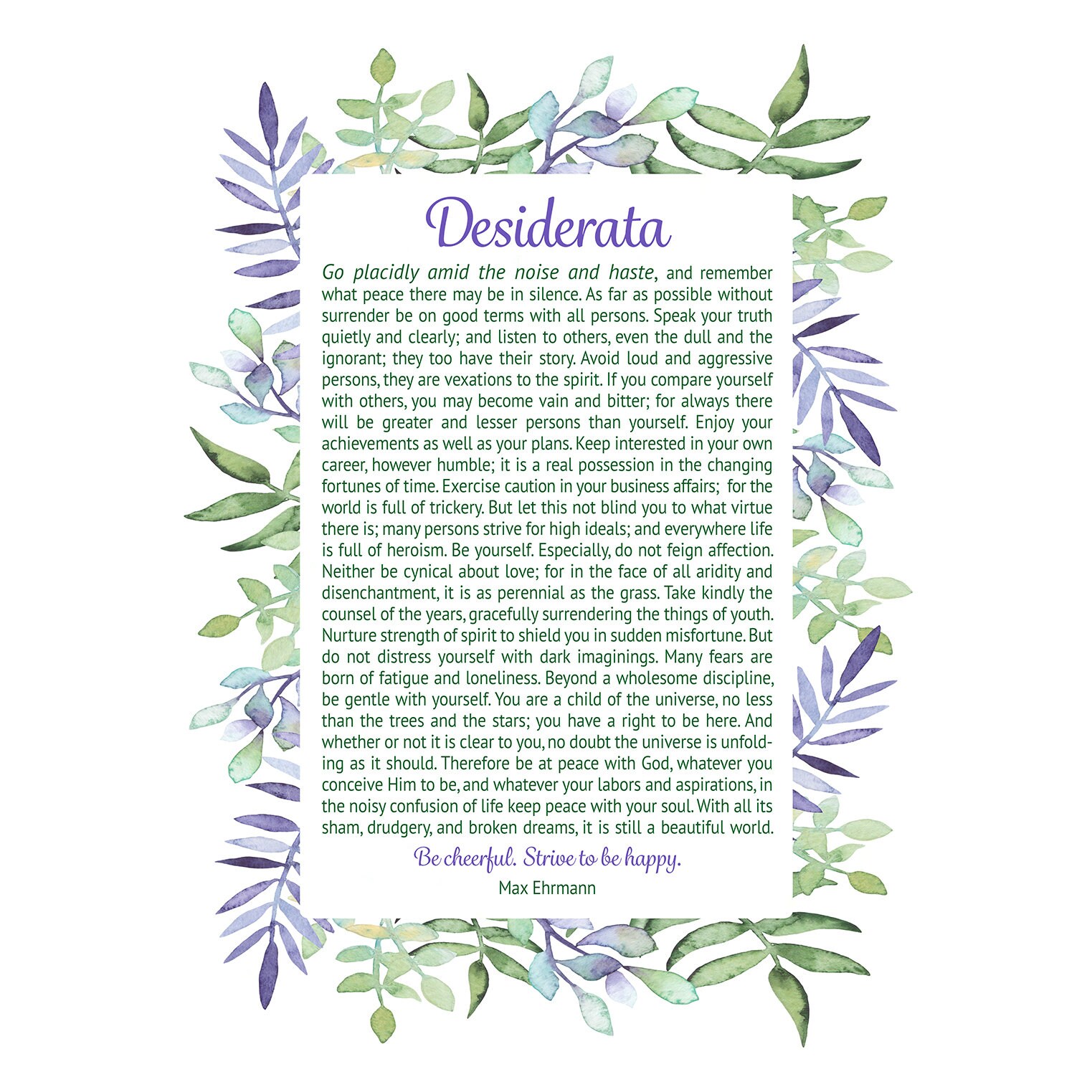 Desiderata Printable Desiderata Print Desiderata Poster Etsy UK