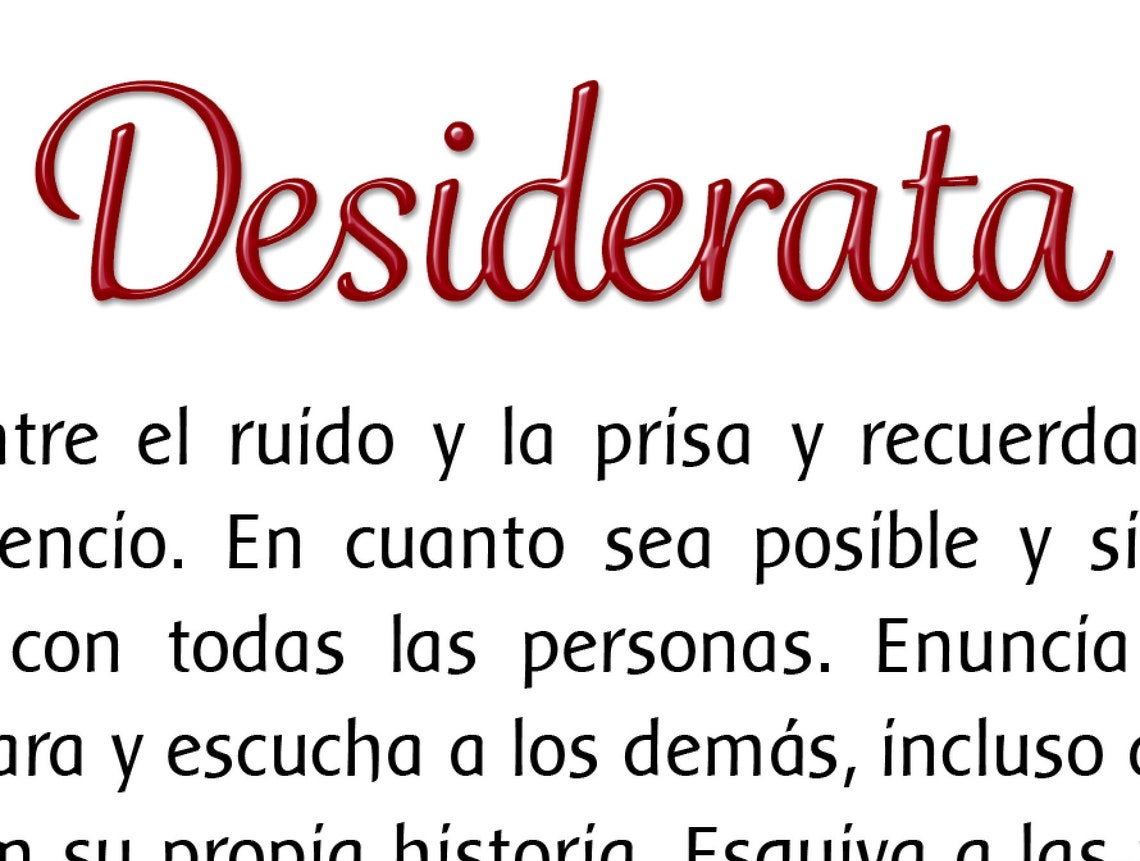 Desiderata Spanish Printable Desiderata En Español Desiderata Print
