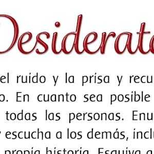 Desiderata Spanish Printable | Desiderata en Español | Desiderata Print | Desiderata | Desiderata Poem | Wedding Gift | Graduation Gift