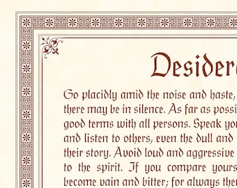 Desiderata Printable | Desiderata Poem | Desiderata Print | Desiderata | Desiderata Poster | Desiderata Card