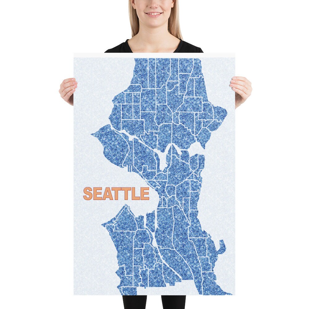 Seattle Map Seattle Print Seattle Poster Seattle Art - Etsy