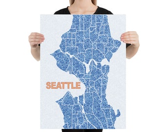 Seattle Map | Seattle Print | Seattle Poster | Seattle Art | Choose size