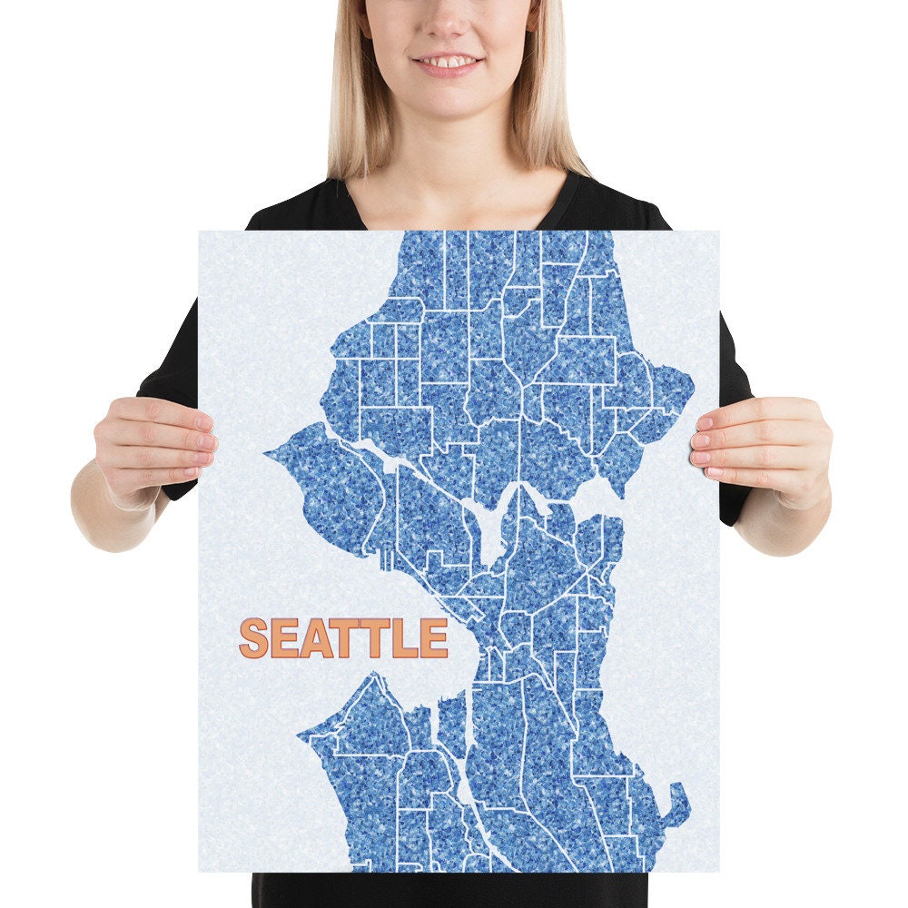 Seattle Map Seattle Print Seattle Poster Seattle Art Choose Size - Etsy