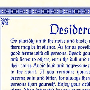 Desiderata stampabile/Poesia Desiderata/Stampa Desiderata/Desiderata/Poster/Cartolina
