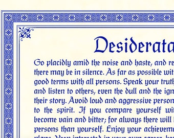 Desiderata Printable | Desiderata Poem | Desiderata Print | Desiderata | Poster | Card